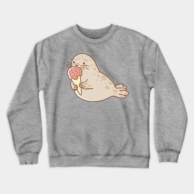 Seal and Ice Cream Crewneck Sweatshirt by Wlaurence